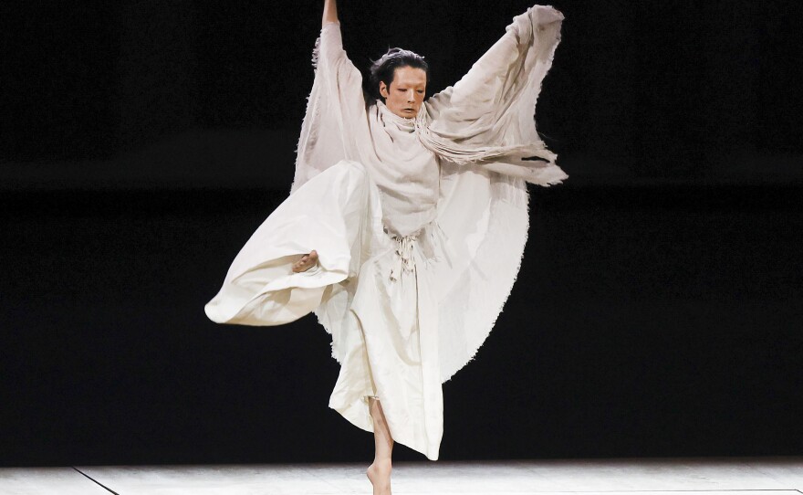 A <em>kabuki</em> performer takes part in the Opening Ceremony of the Tokyo 2020 Olympic Games.