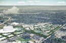 A rendering of the aerial view of the stadium site in Arlington Heights