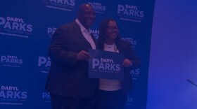 Daryl Parks (left) poses for a picture at his campaign launch party on March 30th, 2026.