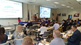 Lieutenant Governor Jacqueline Coleman, left, and Taheesa Quarells, center, were among the speakers at the second annual VETS meeting at KCTCS headquarters in Versailles.