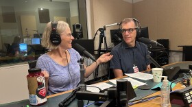 Valerie Wood Lewis and Michael Wood Lewis, co-founders of Front Porch Forum, in the Vermont Edition studio.