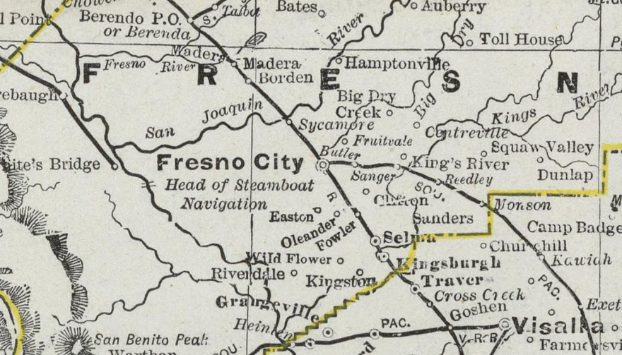 A map of the Central Pacific Railroad from 1889.