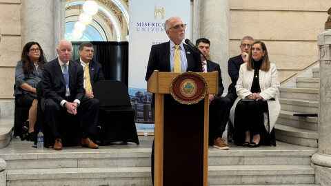 Daniel J. Myers, president of Misericordia, announces plans to establish a law school.