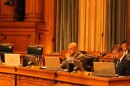San Francisco Supervisor Bilal Mahmood (left) at a Board of Supervisors meeting