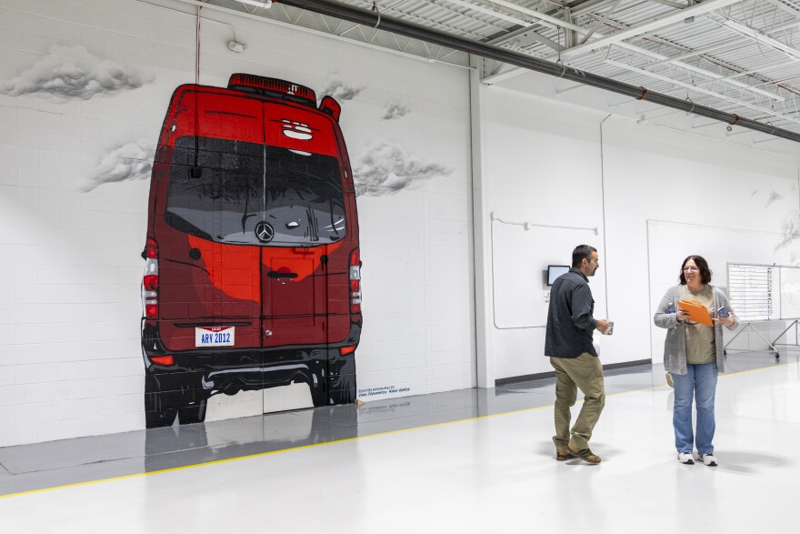 A custom mural made by Chad Fedorovich and Mikey Garcia inside Advanced RV in Willoughby, Ohio.