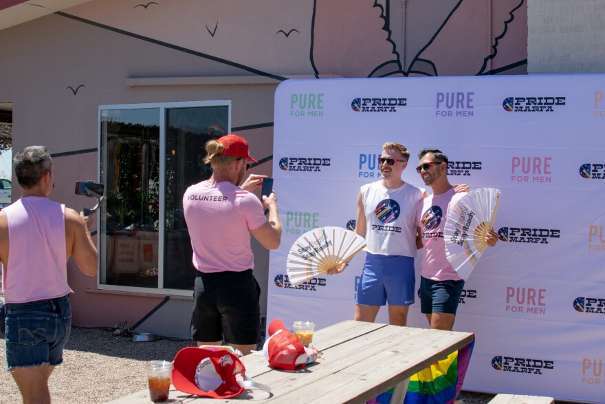 This year's pride events were held at the El Cosmico camping ground, and featured a midday fair on Saturday with a games, bounce houses, and a face painting booth.