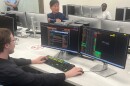Student Chase Hickey works at a Bloomberg Terminal at the UIS College of Business and Management.