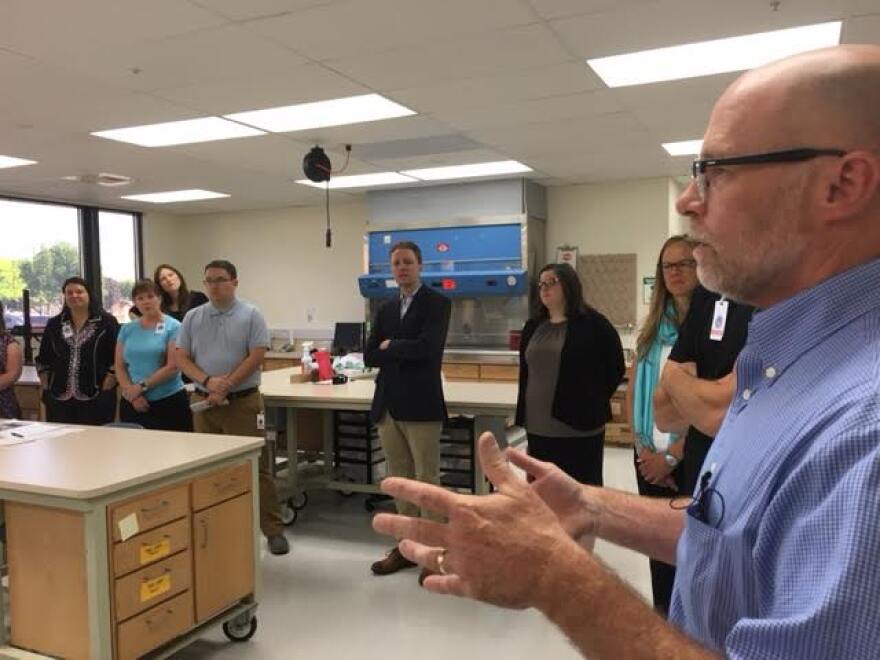 Dr. Phil Kinsey, director of the Montana State Crime Lab, explains rape kit testing protocols to the task force.