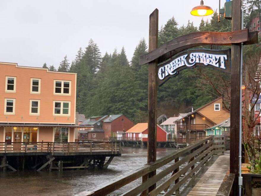 Ketchikan Creek swells after heavy rains in November, 2019. (Photo by Eric Stone/KRBD)