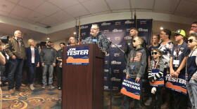 Sen. Tester speaks to supporters in Great Falls.