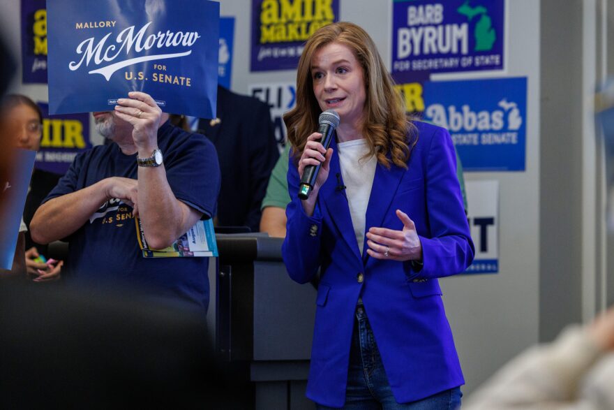 Michigan state Sen. Mallory McMorrow at the Michigan Democratic Party Endorsement Convention in Detroit, Mich., on April 19, 2026.