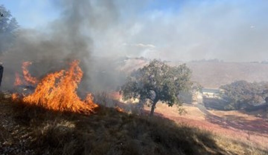 The Caballo Fire bis burning in a rural area northeast of Los Olivos, in the Santa Ynez Valley.