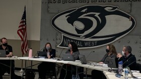 Unit 5 Superintendent Kristen Weikle, second from left, shares an update with the school board during its meeting Wednesday, Dec. 8, 2021, at Normal Community West High School.