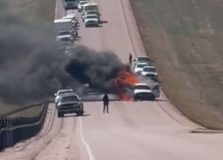 Image taken by a witness of a rescue on I-29 in South Dakota on April 13, 2025.