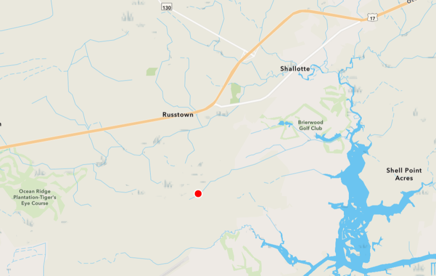 A screen capture from the North Carolina Forest Service active fire map taken on July 16, showing the location of the Quarry Road Fire