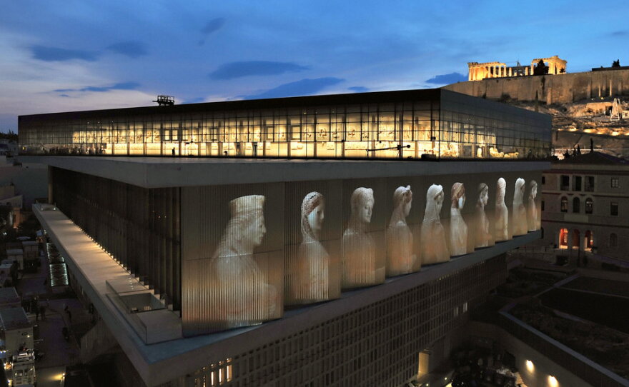 Greece's new Acropolis Museum, designed by Swiss-American architect Bernard Tschumi, houses about 4,000 artifacts and sculptures, 10 times the number of items previously held in a small museum atop the Acropolis hill in Athens. 