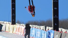 Alex Ferreira makes a jump at the freeski halfpipe finals on Saturday, January 10, 2025, at Buttermilk Mountain.