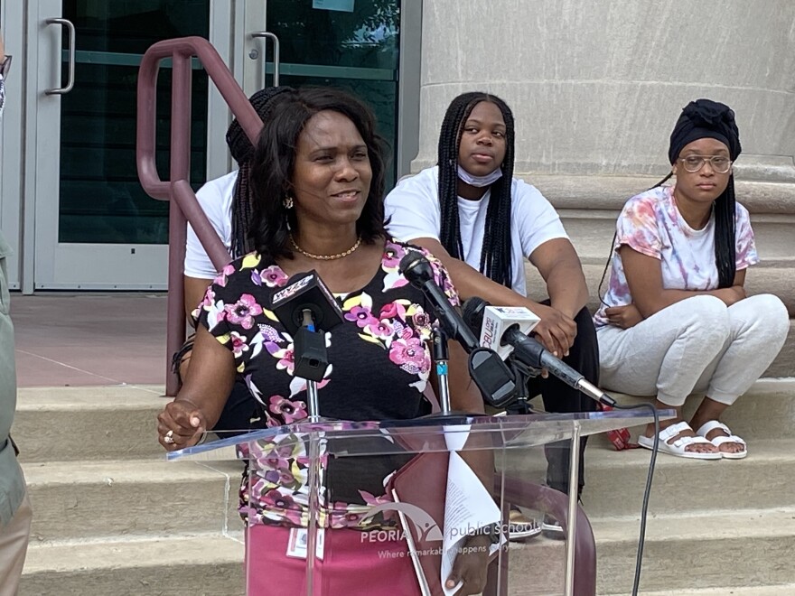 Peoria Public Schools Superintendent Sharon Desmoulin-Kherat announces the Summer Youth Employment Program on Tuesday, June 9 at Peoria High School.