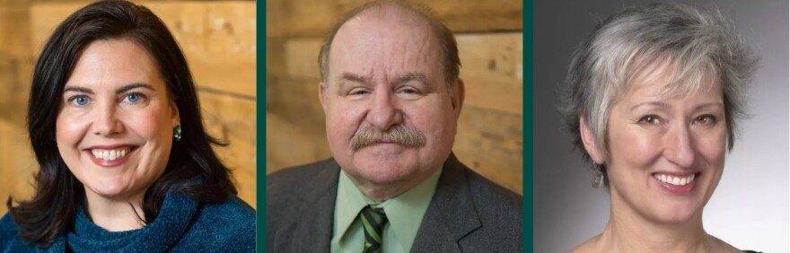 Headshot photos of Helen Lyons, Walter Parker, and Linda Radtke