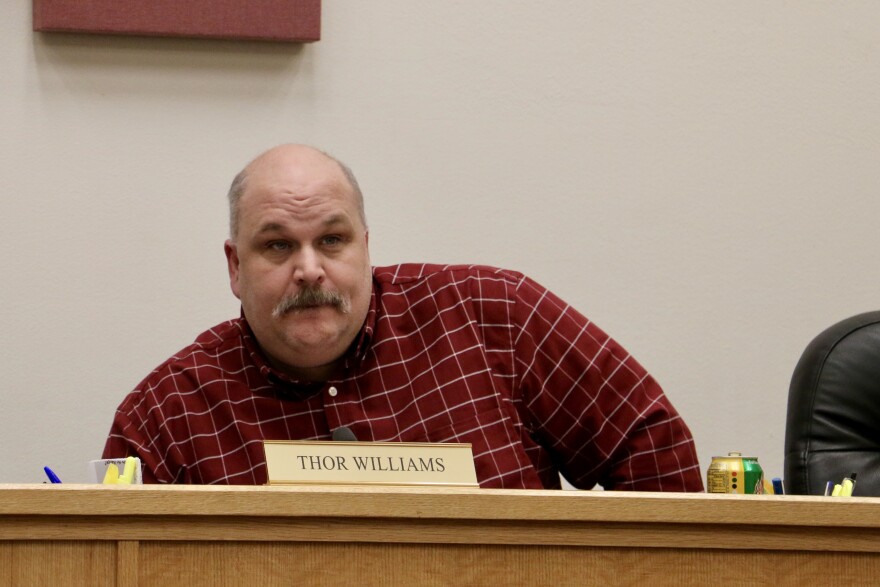 An attempt by two Bethel City Council members to suspend City Manager Peter Williams failed on Tuesday night. Council member Raymond "Thor" Williams is pictured here at the February 13 Bethel City Council meeting. 