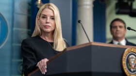 U.S. Attorney General Pam Bondi holds a briefing at the White House on June 27, 2025.