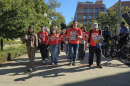 Dozens of UC students march outside a meeting of the University of California Board of Regents in Los Angeles to protest the system’s plan to continue annual tuition increases on Nov. 19, 2025.