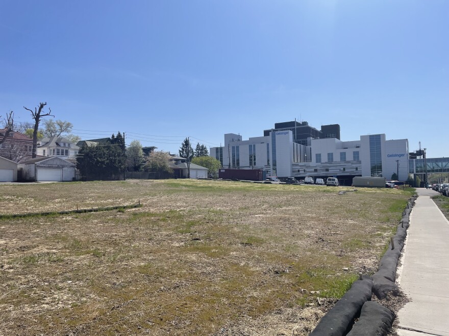 The property on the 400 block of Colfax Ave., where Audubon School used to stand. The proposed zoning ordinance would allow Geisinger to build a parking garage as tall as 45 feet.