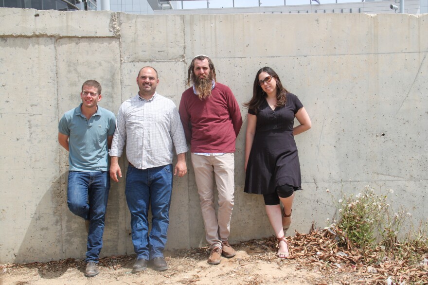 Israeli volunteers (left to right) Netanel Peled, Zohar Kaplan, Shivi Froman and Yotvat Fireizen-Weil with the group Just Beyond Our Borders have raised hundreds of thousands of dollars for aid to Syrian civilians.