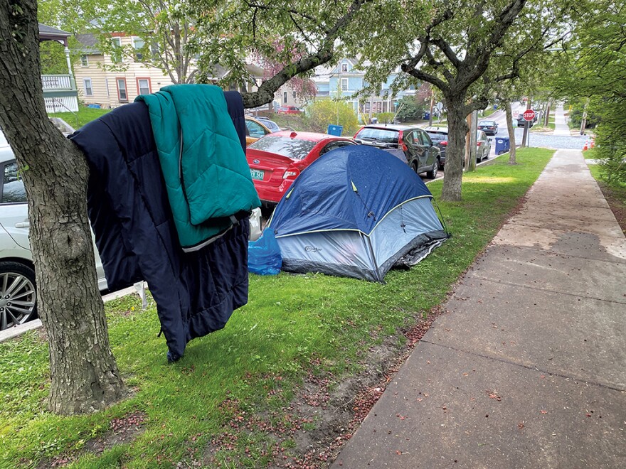 Ashley Richards' tent on Maple Street in Burlington.