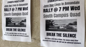Posters for a rally at Bard College saying "Jane Doe lives in Annandale"
