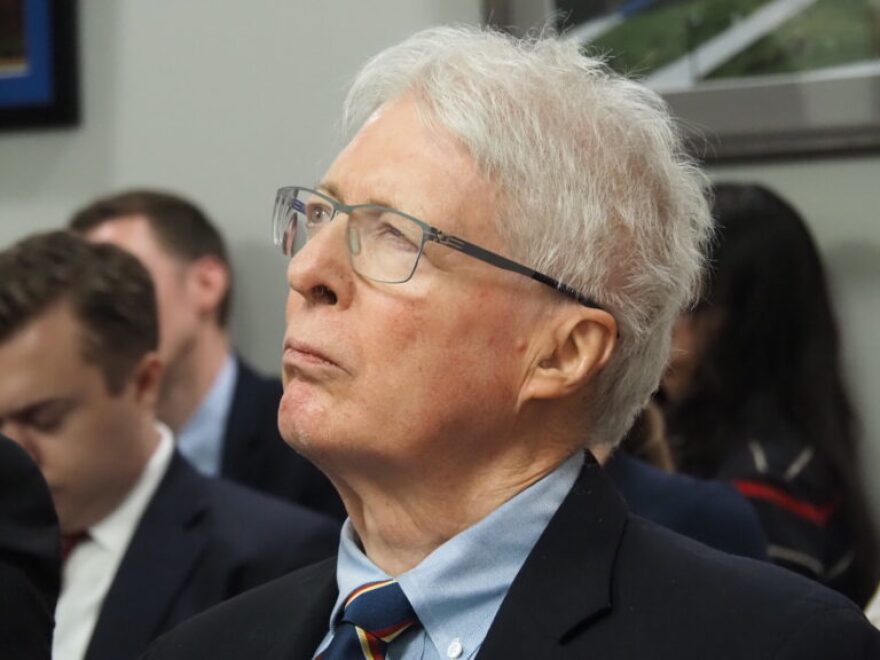 Attorney Jim Bopp listens during a legislative committee meeting on Feb. 17, 2025.