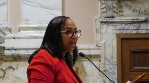 Freshly sworn-in House Speaker Joseline Peña-Melnyk delivers her opening remarks of the 2026 Maryland legislative session on Wednesday, January 14, 2026 at the State House in Annapolis, Md.