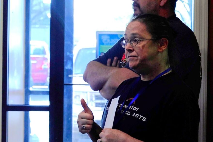 Jennifer Wampler cheers on her son Skyler during martial arts class. She brings Skyler to martial arts class twice a week. 