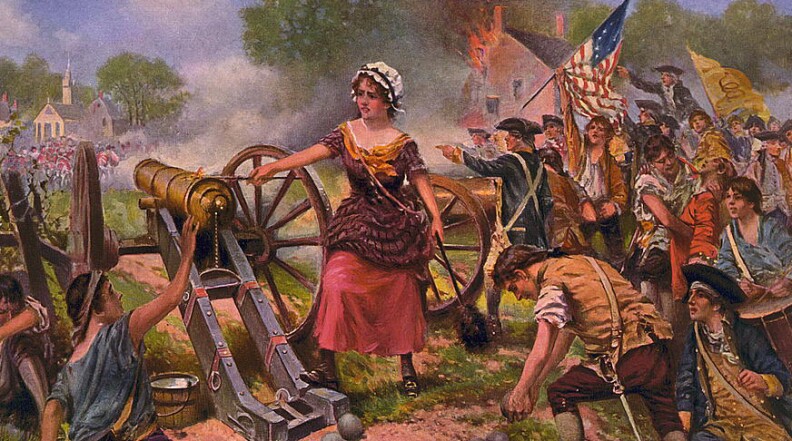 Molly Pitcher firing cannon at Battle of Monmouth