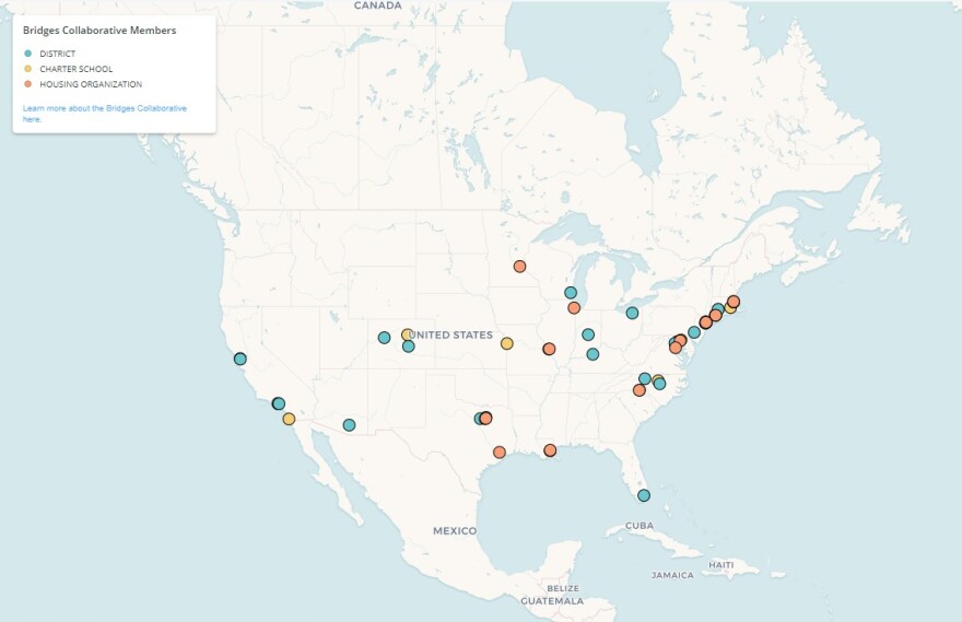 This map shows where members of the Bridges Collaborative come from.