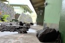 Debris left by flooding at Konawaena High School on Hawai'i Island. Damage to the school was assessed on March 18, 2026 after the Kona low storms.