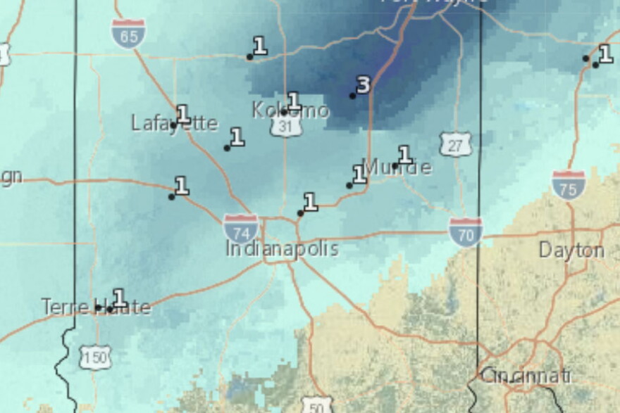 Snowfall analysis from the last 6 hours ending: 2 a.m. Wednesday, April 21