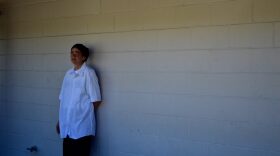 Racheal Morrison, 29, spends time on Grace Marketplace campus Wednesday. The campus is preparing for flu season by disinfecting and attempting to vaccinate everyone with flu mist.
