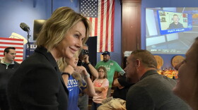 Gubernatorial candidate Kelly Craft talks to supporters at a campaign rally in Louisville on April 10.
