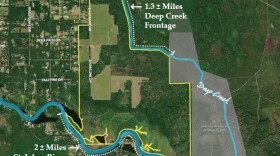 The River Bend Ranch property is outlined in yellow in this map provided by Volusia County.
