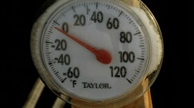 themometor showing sub-zero temperature.