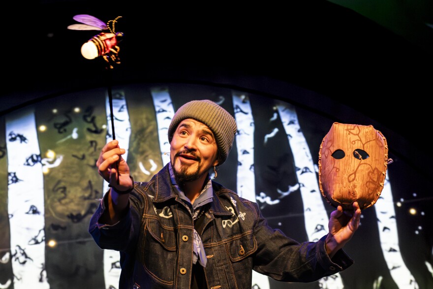 Man playing with puppets