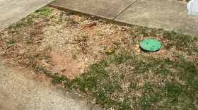Damaged property leftover from Trueline's fiber network installation.