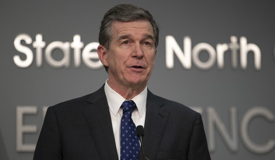 North Carolina Gov. Roy Cooper speaks during a July 28, 2020, press conference in Raleigh. 
