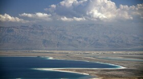 View of the Dead Sea from the fortress of Masada, Israel.