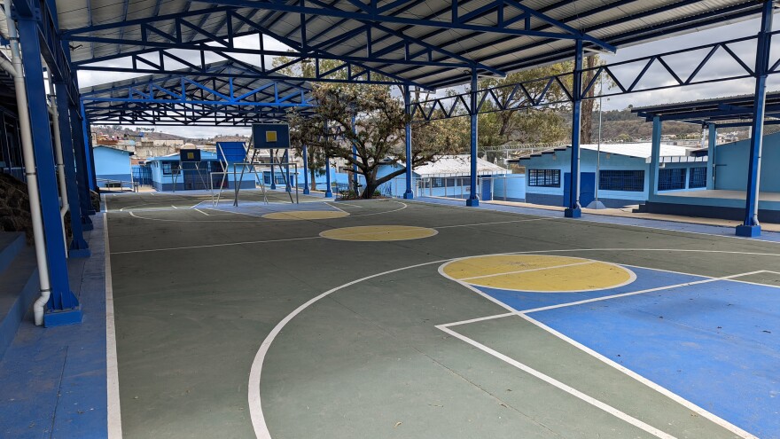 An empty school — Hermogenes Gonzales Mejia school in Guatemala City — waits for its students to return.