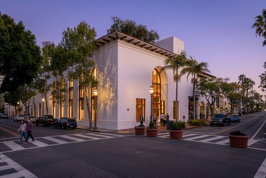 An artist's redering of the Music Academy of the West's planned new music education center in downtown Santa Barbara. An existing building at State and Canon Perdido Strees will be remodeled for the center, with an estimated price tage of $55 million.