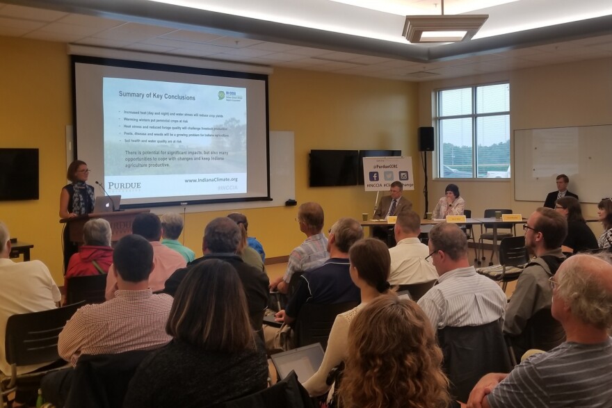 Purdue hydrology professor Laura Bowling presents the most recent Indiana Climate Change Impacts Assessment report findings.