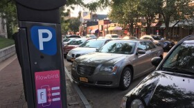 Cars parked on Marshall Street near Syracuse University.