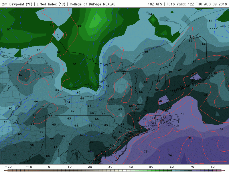 Dew points will drop overnight Thursday. (Courtesy COD Weather)